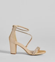 Step Into Glam Rhinestone Glitter Block Heels