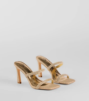 Classy Luxe Rhinestone Strappy Stiletto Mules