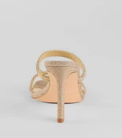 Classy Luxe Rhinestone Strappy Stiletto Mules