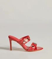 Stylish Edge Studded Strappy Stiletto Mules