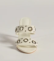 Stylish Edge Studded Strappy Stiletto Mules