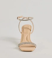 Chic Glamour Rhinestone Strappy Stiletto Kitten Heels