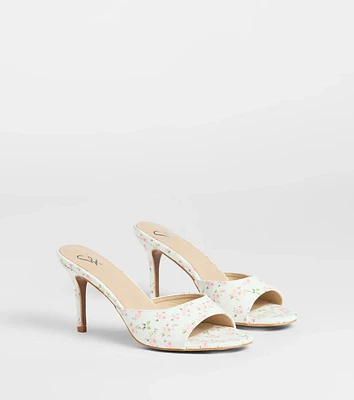 Flourishing Rose Floral Stiletto Mules