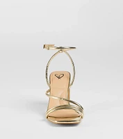 Get That Glow Metallic Block Heels