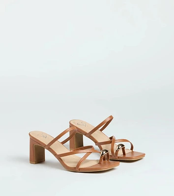 Sweet Attraction Toe Ring Strappy Block Heels