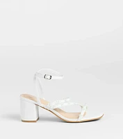 Chic Bloom Flower Strappy Block Heels