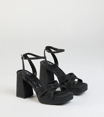 Darling Sunshine Eyelet Platform Block Heels