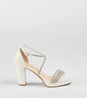 Night Shimmer Rhinestone Platform Block Heels