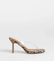 Lady Leopard Thong Stiletto Mules