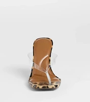 Lady Leopard Thong Stiletto Mules