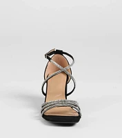 A-List Glam Rhinestone Strappy Block Heels