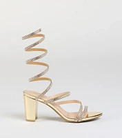 Elevated Status Rhinestone Spiral Block Heels