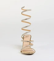 Elevated Status Rhinestone Spiral Block Heels