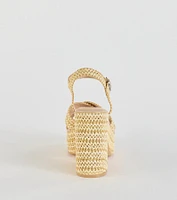 Fun The Sun Raffia Platform Block Heels