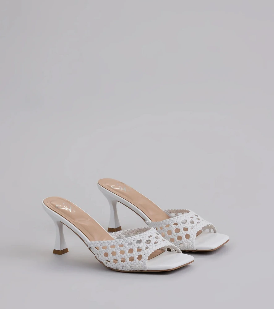 All Kinds Of Sweet Woven Stiletto Mules