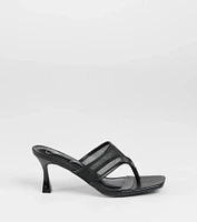 Sheer Twist Mesh Thong Stiletto Mules