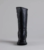 Bring The Edge Buckled Square Toe Boots