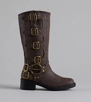 Totally Edgy Buckled Square Toe Boots