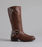 Bring The Edge Buckled Square Toe Boots