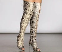 Doin' Damage Thigh High Snake Stiletto Boots