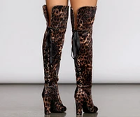 Leopard Print Thigh High Velvet Boots