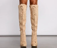 Faux Suede Over The Knee Stiletto Boots