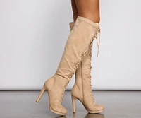 Faux Suede Over The Knee Stiletto Boots