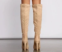Faux Suede Over The Knee Stiletto Boots
