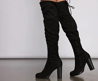 Over The Knee Stacked Block Heeled Boots