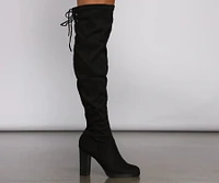 Over The Knee Stacked Block Heeled Boots