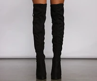 Over The Knee Stacked Block Heeled Boots