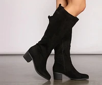 Faux Suede Below The Knee Boots