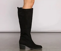 Faux Suede Below The Knee Boots