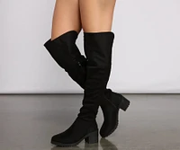 Faux Suede Over The Knee Lug Sole Boots