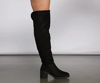 Faux Suede Over The Knee Lug Sole Boots