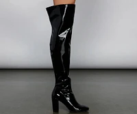 So Seductive Patent Leather Thigh-High Boots