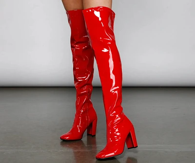 So Seductive Patent Leather Thigh-High Boots