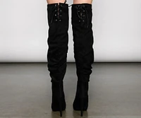 Run This Town Lace-Up Scrunched Boots