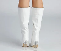 Clearly Chic Lucite Heel Boots