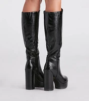 Edgy-Chic Under-The-Knee Platform Boots