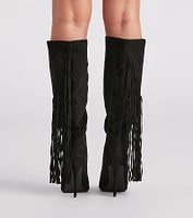 Chic Strut Fringe Knee-High Stiletto Boots