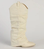 Denim Diva Fold-Over Western Boots