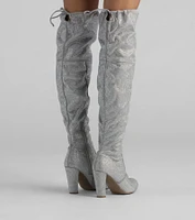 Diamonds My Eyes Rhinestone Over-The-Knee Boots