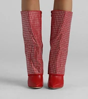 Bling Babe Rhinestone Foldover Stiletto Boots