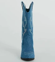 Countryside Cutie Rhinestone Denim Cowboy Boots