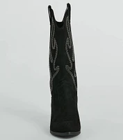 Country Cute Rhinestone Faux Suede Cowboy Boots