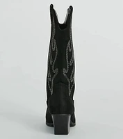Country Cute Rhinestone Faux Suede Cowboy Boots