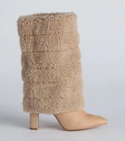 Cozy On Down Faux Sherpa Block Heel Booties