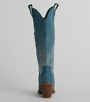 Upbeat Glam Rhinestone Denim Cowboy Boots