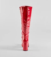 So Stunning Patent Faux Leather Under The Knee Platform Boots